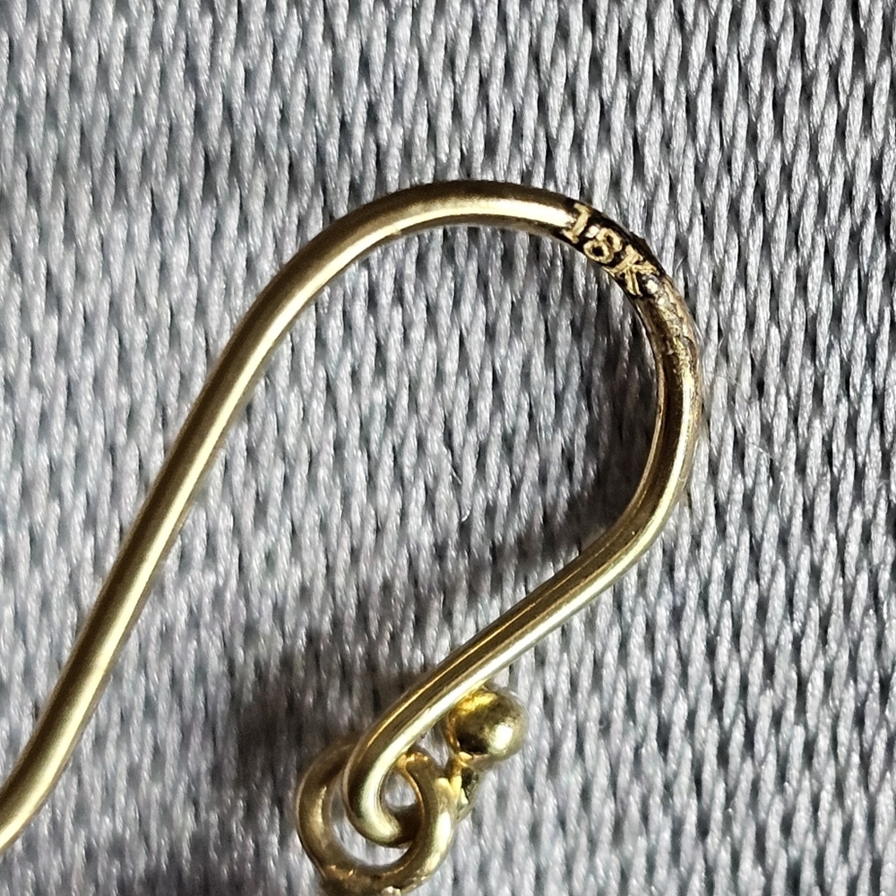 Elegant Rutilated Quartz And Solid 18k Yellow Gold Drop Earrings - Picture 11 of 12
